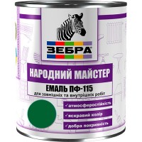 Зебра Народный Мастер Эмаль ПФ-115 зеленая ель (0,9 кг)