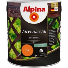 Alpina Lasur-Gel Лазурь-гель для древесины шелковисто-матовая тик (2,5 л)